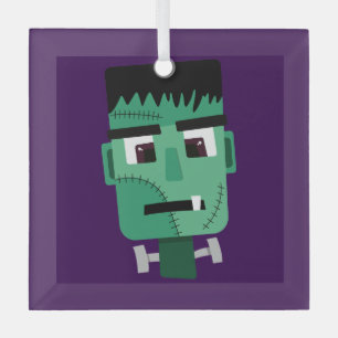 Frankenstein Monster's Head Glass Ornament