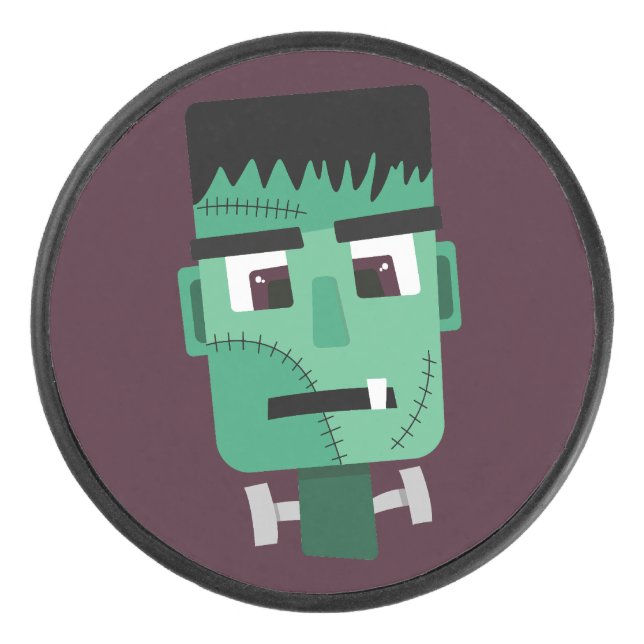 Frankenstein Monster's Head Hockey Puck (Front)