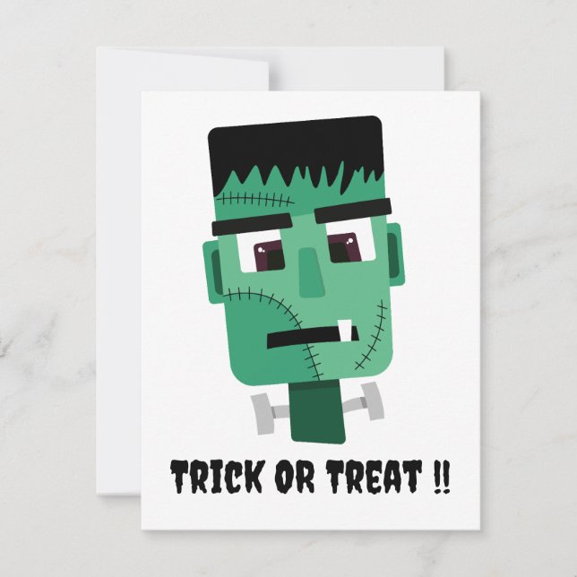 Frankenstein Monster's Head Invitation (Front)