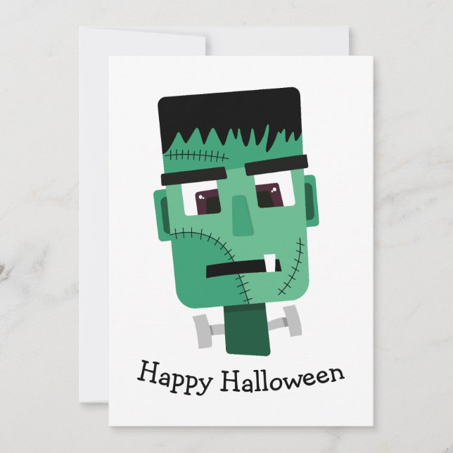 Frankenstein Monster's Head Invitation (Front)