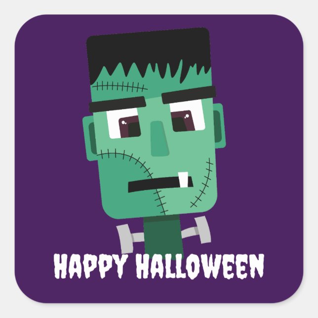 Frankenstein Monster's Head Square Sticker (Front)