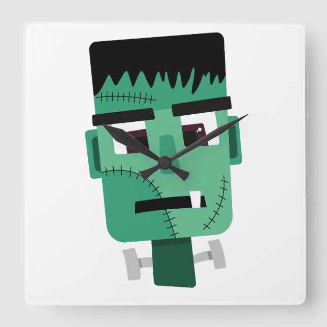 Frankenstein Monster's Head Square Wall Clock (Front)