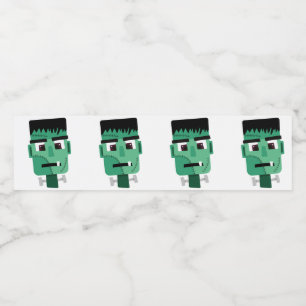 Frankenstein Monster's Head Water Bottle Label