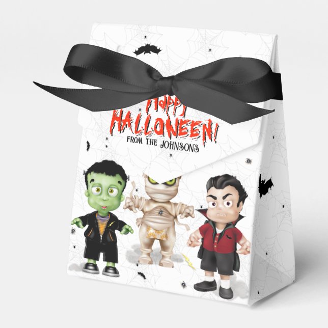 Frankenstein Mummy Dracula Halloween Monster Party Favor Box (Front Side)