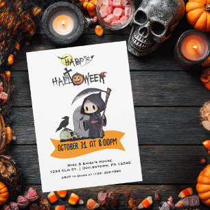 Frankenstein Mummy Grim Reaper Cute Halloween Invitation
