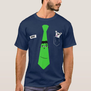 Frankenstein Neck Tie Pocket Ghost Halloween Assoc T-Shirt