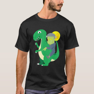 Frankenstein Riding T Rex Cool Dinosaur Halloween  T-Shirt
