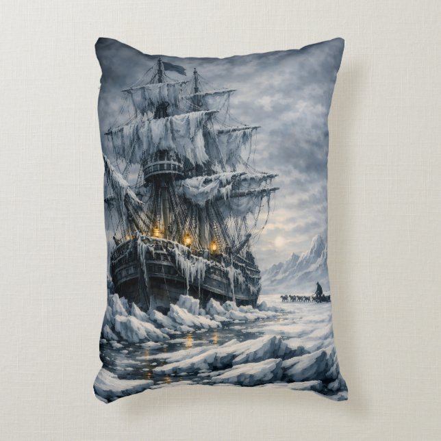 Frankenstein’s Arctic Pursuit by BurnsInHell Accent Pillow (Front(Vertical))