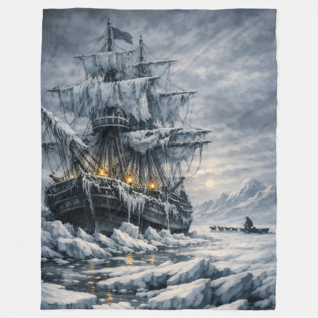 Frankenstein’s Arctic Pursuit by BurnsInHell Fleece Blanket (Front)