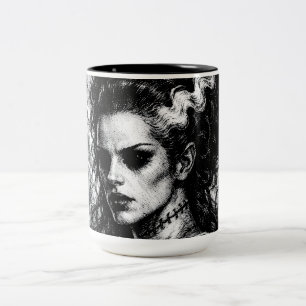 Frankenstein’s Bride — Resurrected by BurnsInHell Two-Tone Coffee Mug