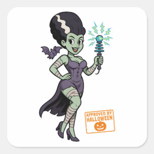 Frankenstein’s Wife Cartoon Square Sticker