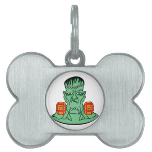 Frankenstein under weights pet name tag