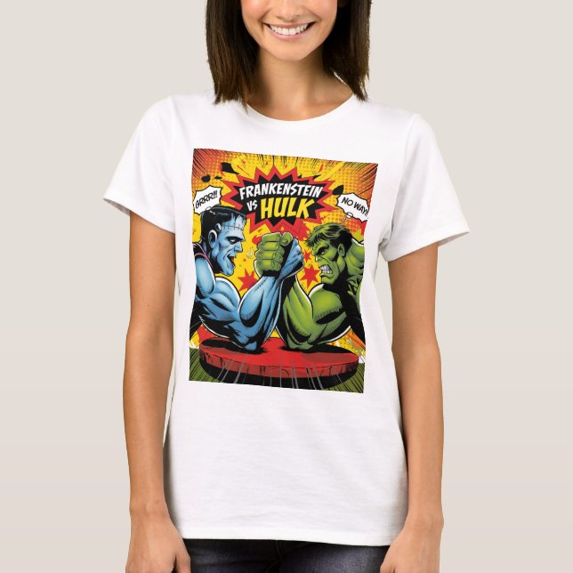 Frankenstein vs Hulk - Classic Pop Art T-Shirt (Front)