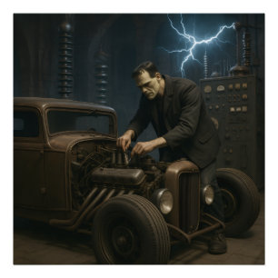 Frankenstein Working on Hot Rod Photo Print