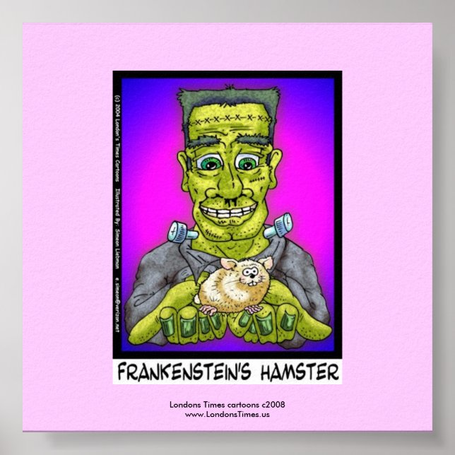 Frankenstein's Hamster Funny Cartoon Poster (Front)