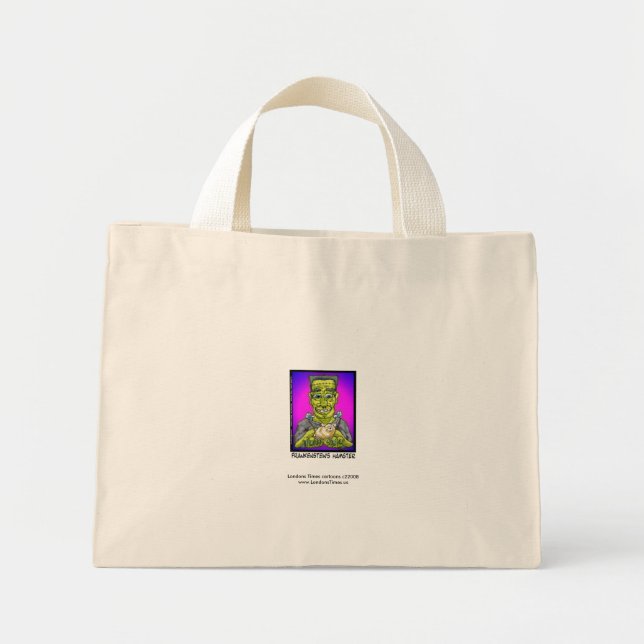 Frankenstein's Hamster Funny Cartoon Tote Bag (Front)