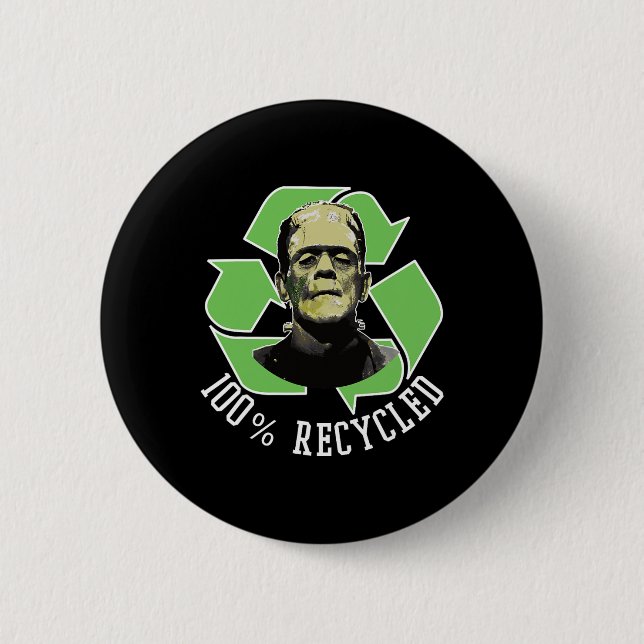 Frankenstein's Monster - 100% Recycled S Funny Hal 2 Inch Round Button (Front)