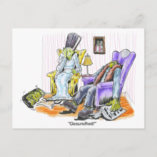Frankenstein's Sneeze Postcard (Front)