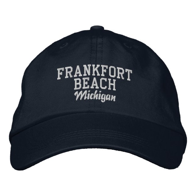 Frankfort Beach Michigan Embroidered Baseball Hat (Front)