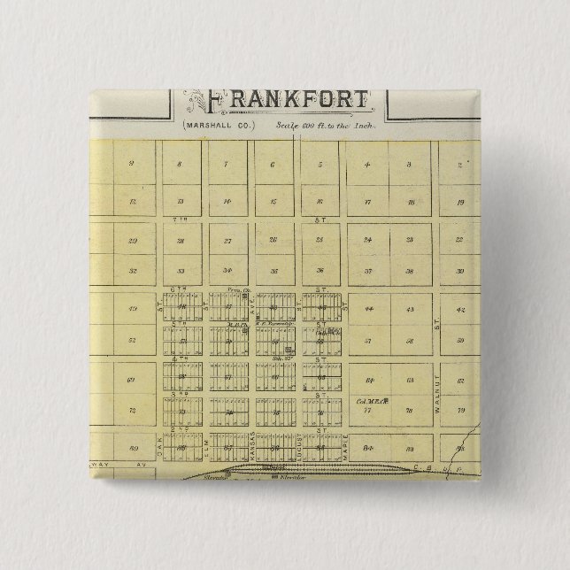 Frankfort, Home City, Bremen, and Herkimer, Kansas 2 Inch Square Button (Front)