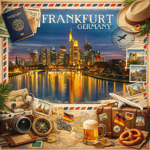 Frankfurt at Dusk – Reflections on the Main Postcard