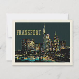 Frankfurt by Night Cityscape Illustration Postcard