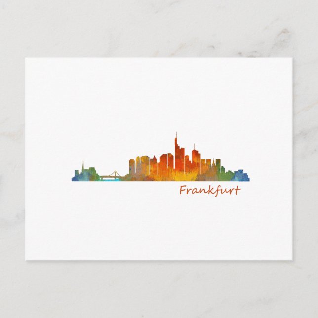 Frankfurt Germany City Watercolor Skyline Hq v1 Postcard (Front)