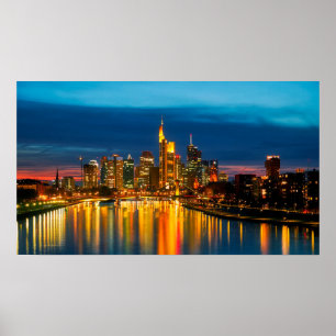 Frankfurt Germany Cityscape at Night Poster