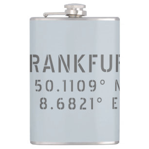 Frankfurt Germany Latitude Longitude Hip Flask