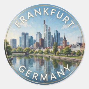 Frankfurt Germany Main River Skyline   Classic Round Sticker