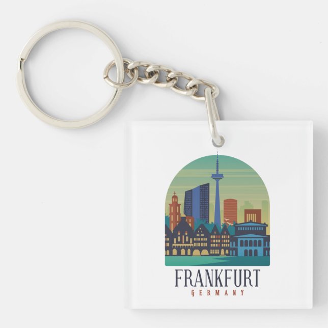 Frankfurt Germany Skyline Architecture Keychain (Front)