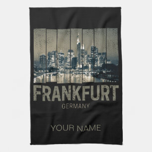Frankfurt Germany Skyline Retro Vintage Souvenir Kitchen Towel