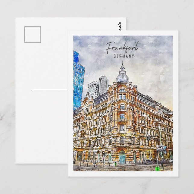 Frankfurt Germany Travel Place Watercolor Postcard (Front/Back)