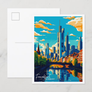 Frankfurt Germany vintage travel illustration Postcard