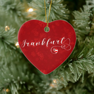 Frankfurt Heart, Christmas Tree Ornament, Germany Ceramic Ornament