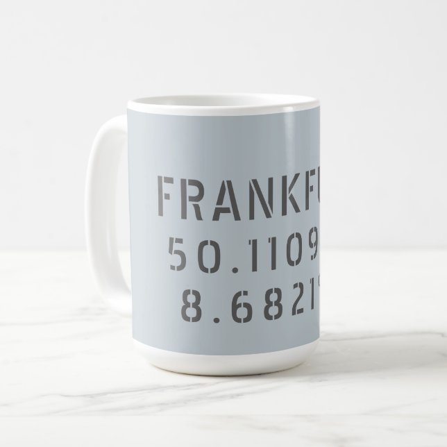 Frankfurt Latitude Longitude Coffee Mug (Front Left)