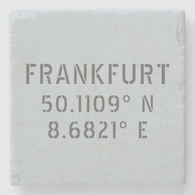 Frankfurt Latitude Longitude Stone Coaster (Front)
