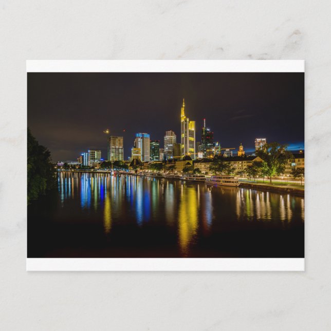 Frankfurt Skyline at Night Postcard (Front)