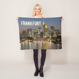 Frankfurt Skyline Germany Vintage Souvenir gift Fleece Blanket