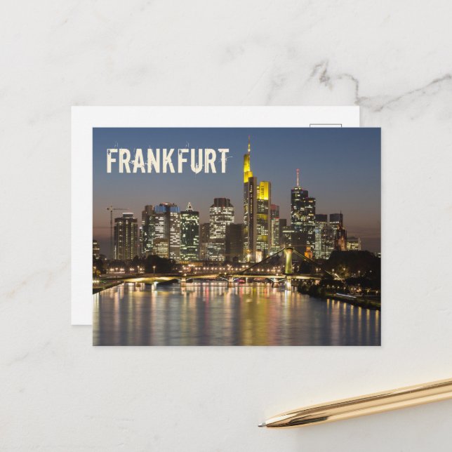 Frankfurt Skyline Germany Vintage Souvenir gift Holiday Postcard (Front/Back In Situ)
