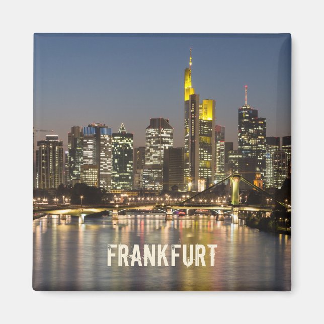 Frankfurt Skyline Germany Vintage Souvenir gift Magnet (Front)