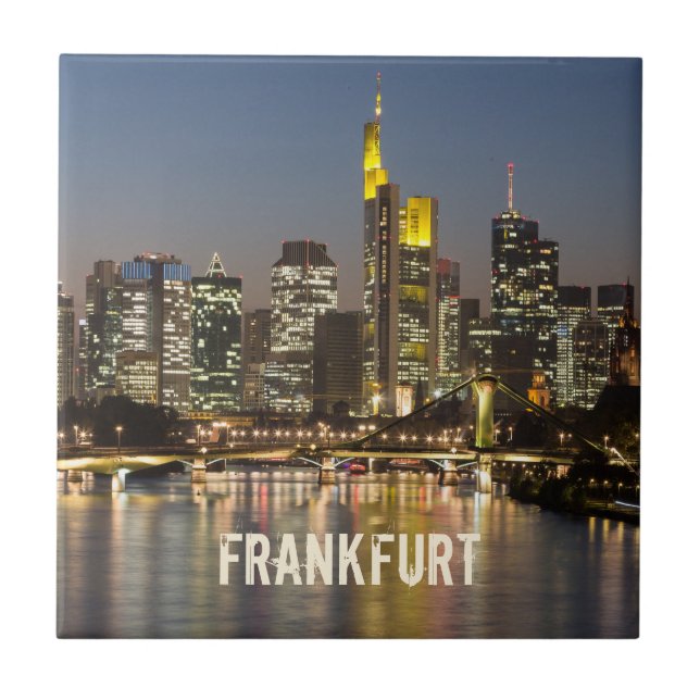 Frankfurt Skyline Germany Vintage Souvenir gift Tile (Front)