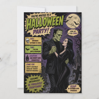 Franki & Morticia Halloween party invitation