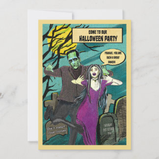 Frankie & Morticia Halloween party invitaton Invitation