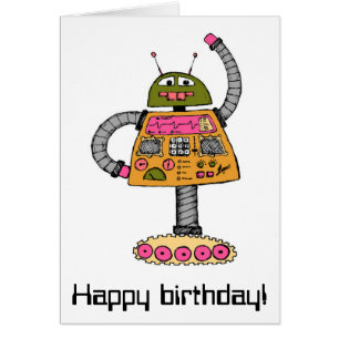 Frankie robot, orange on white