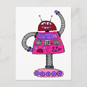 Frankie Robot: Pink on white Postcard