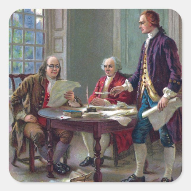 Franklin, Adams and Jefferson In Philadelphia 1776 Square Sticker (Front)