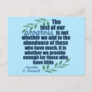 Franklin D. Roosevelt Inspirational Progress Quote Postcard