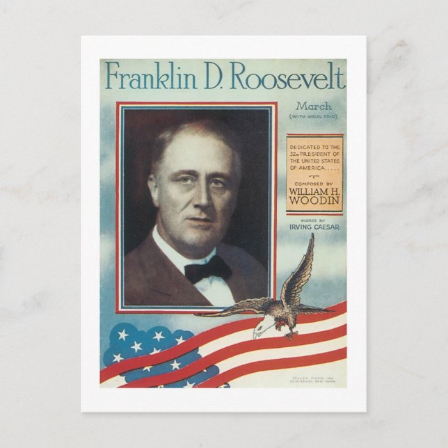Franklin D. Roosevelt Vintage Songbook Cover Postcard (Front)