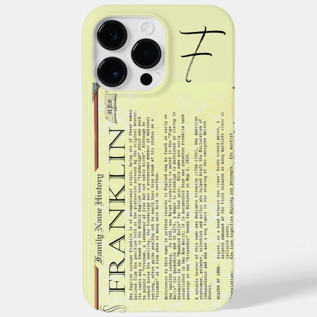 Franklin History Name Iphone Case (Back)